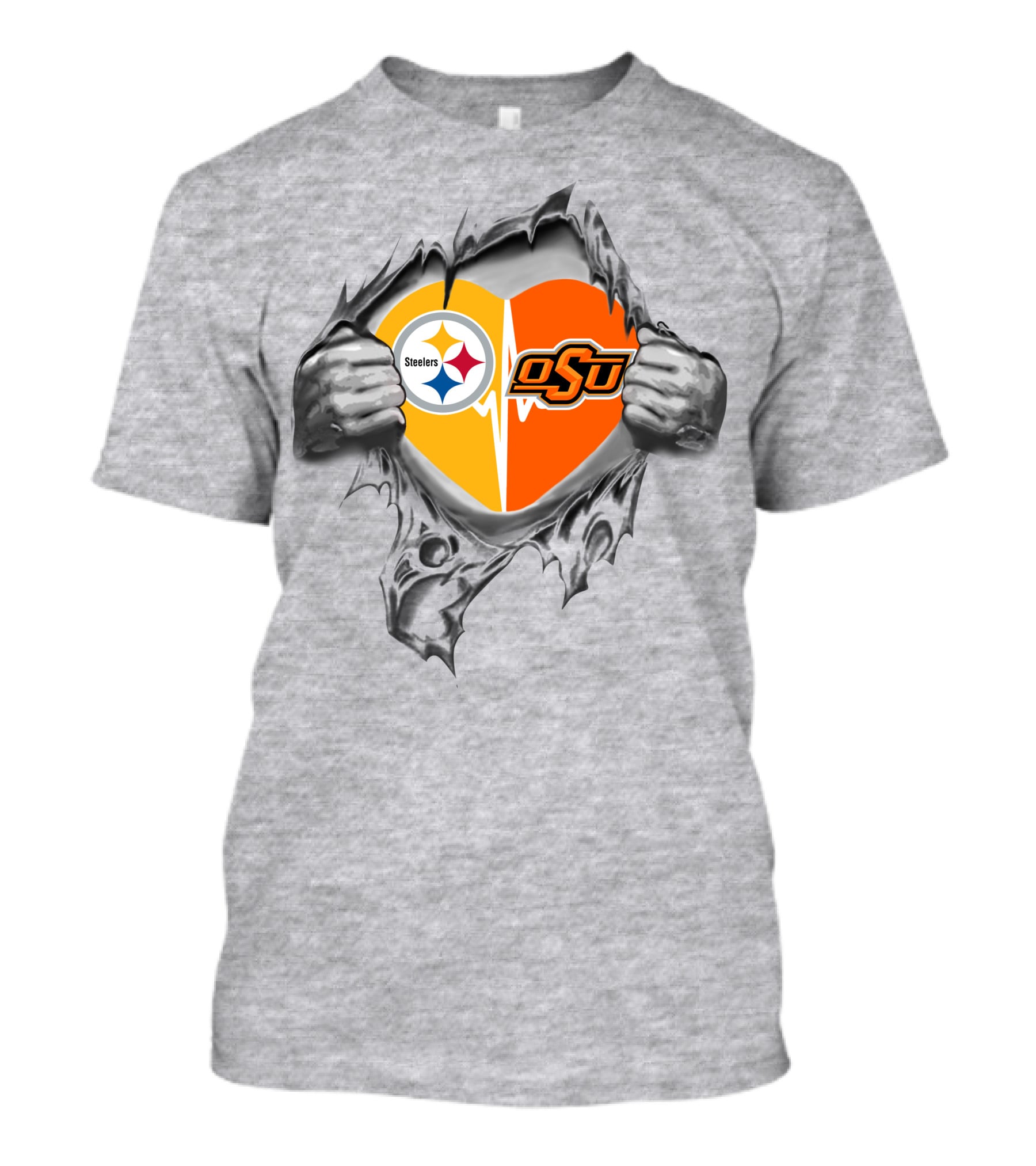 Steelers Oklahoma State Cowboys Heartbeat T-Shirt