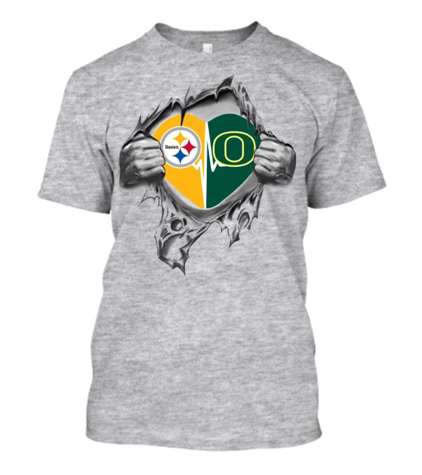 Steelers Logo Oregon Ducks Heartbeat Emotion Fan Passion T-Shirt