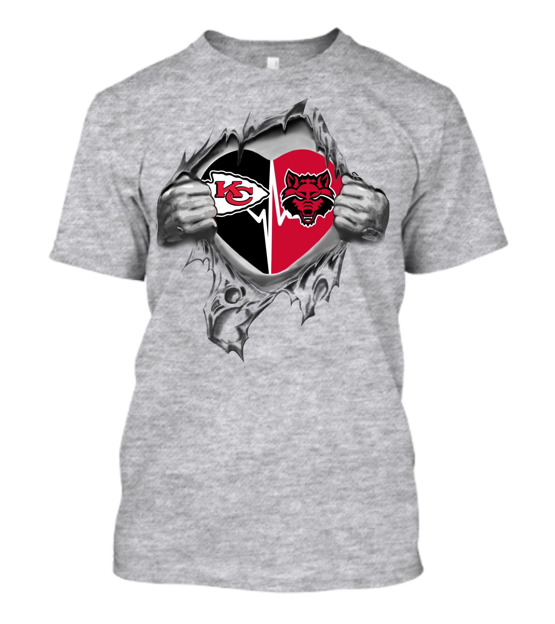 Kansas City Chiefs Arkansas State Red Wolves Heart T-Shirt