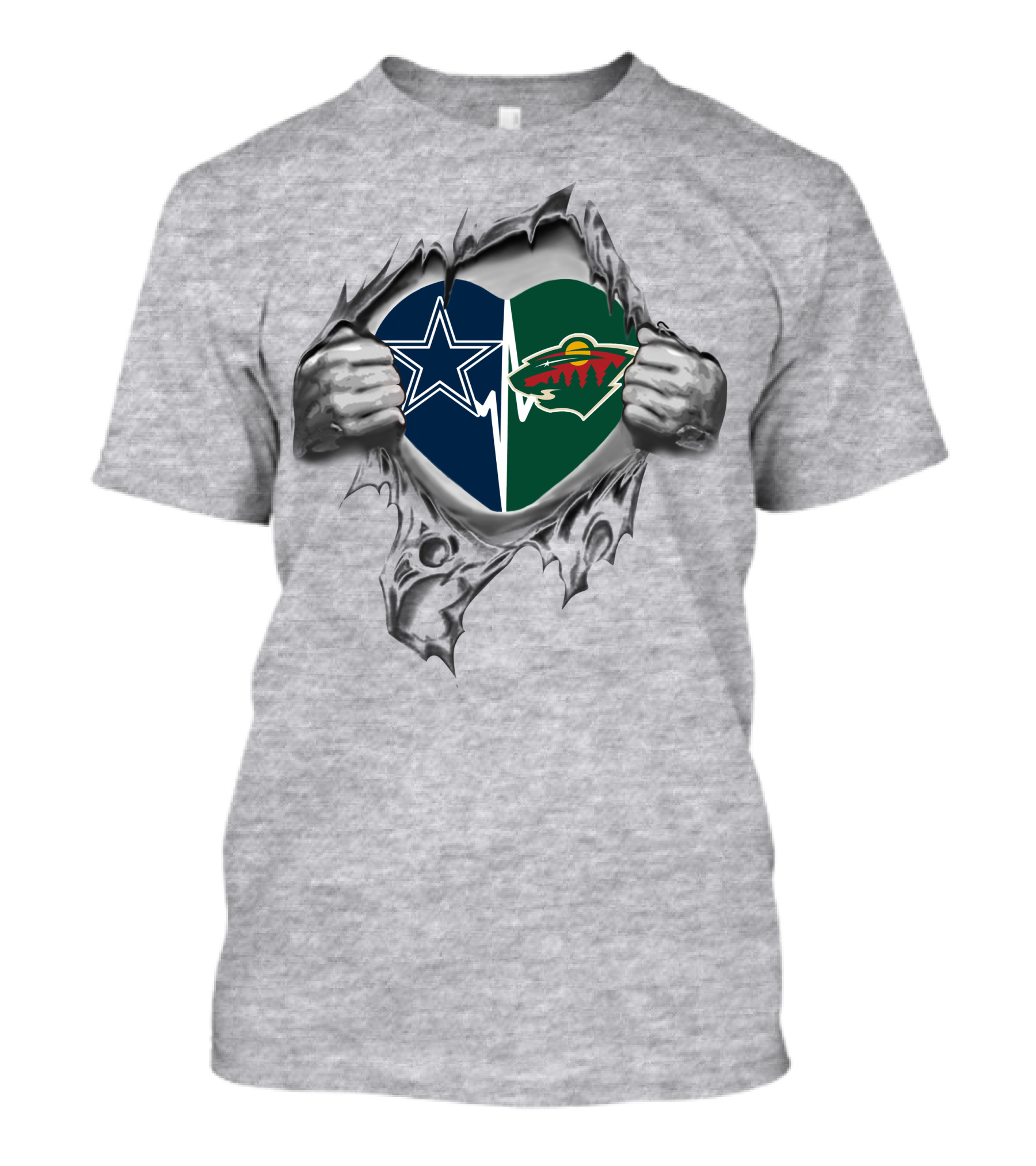 Cowboys Minnesota Wild Heartbeat Dallas Minnesota Fans Passion T-Shirt