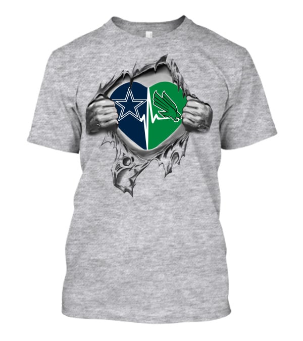 Cowboys North Texas Mean Green Heartbeat T-Shirt
