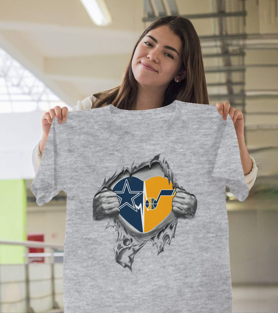 Cowboys Utah Jazz Heart Icon Artwork T-Shirt