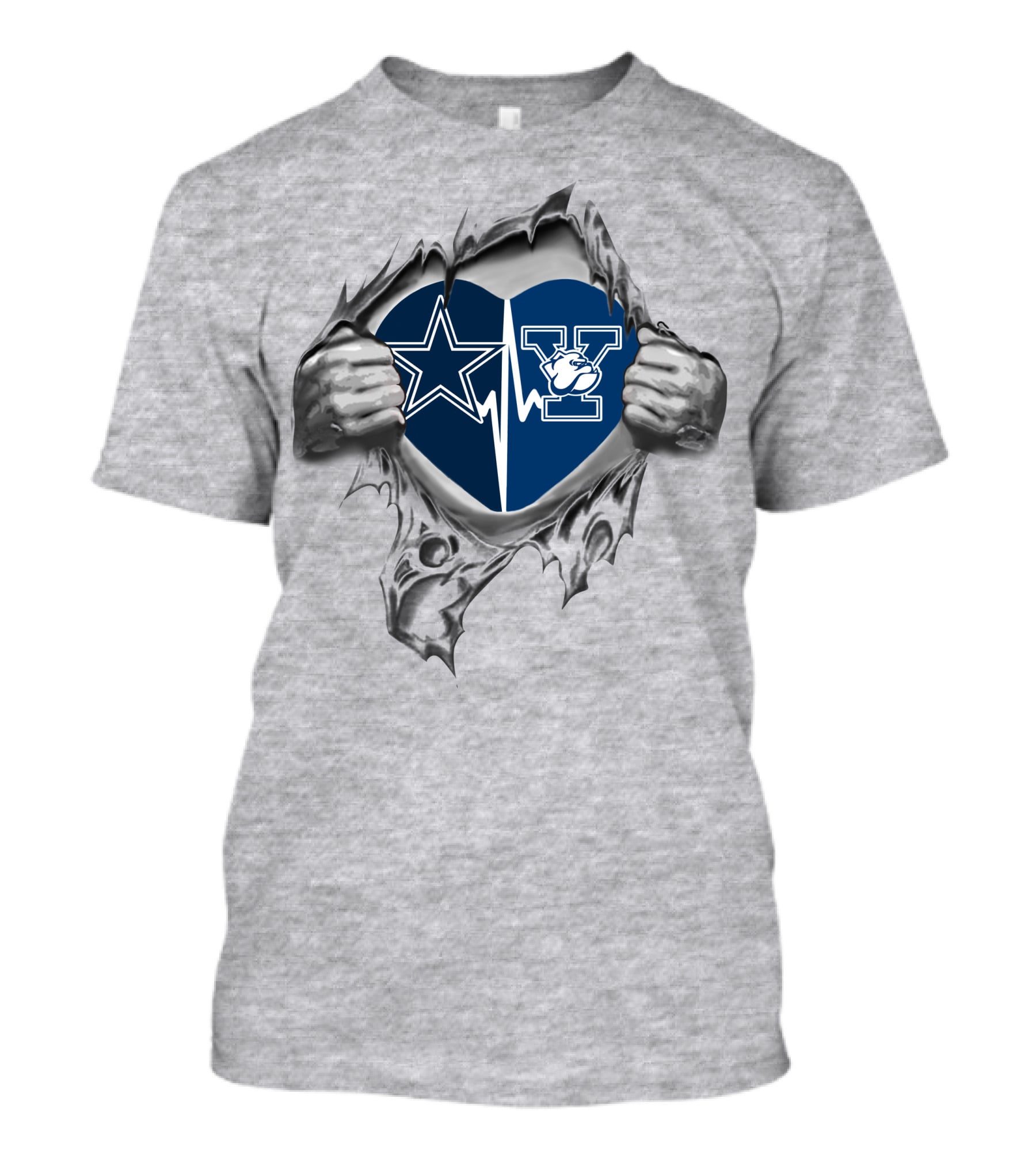 Cowboys Yale Bulldogs Star Heart Torn Metal T-Shirt