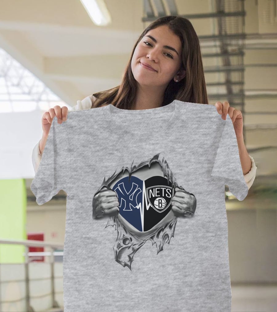 Yankees Brooklyn Nets Heart T-Shirt