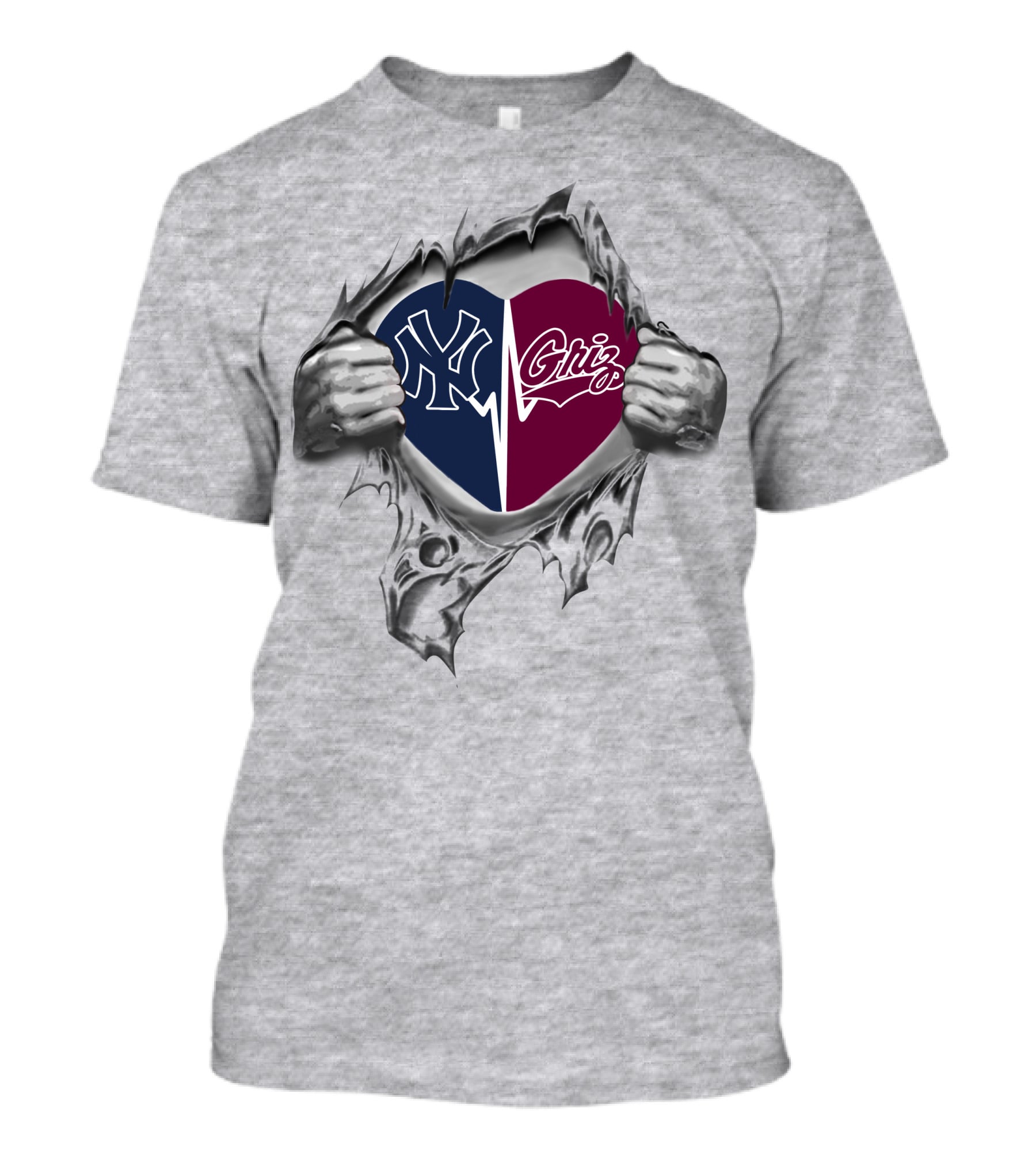 Yankees Griz Heart Unveiling Passion For Montana Grizzlies And New York Yankees T-Shirt