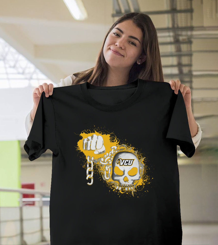 Vcu Rams Skull And Chains Fist T-Shirt