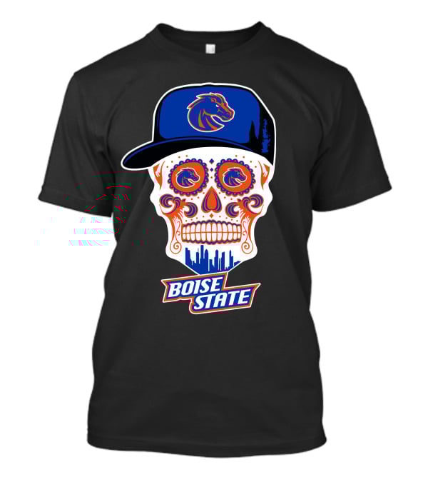 Boise State Broncos Skull Hat Skyline T-Shirt