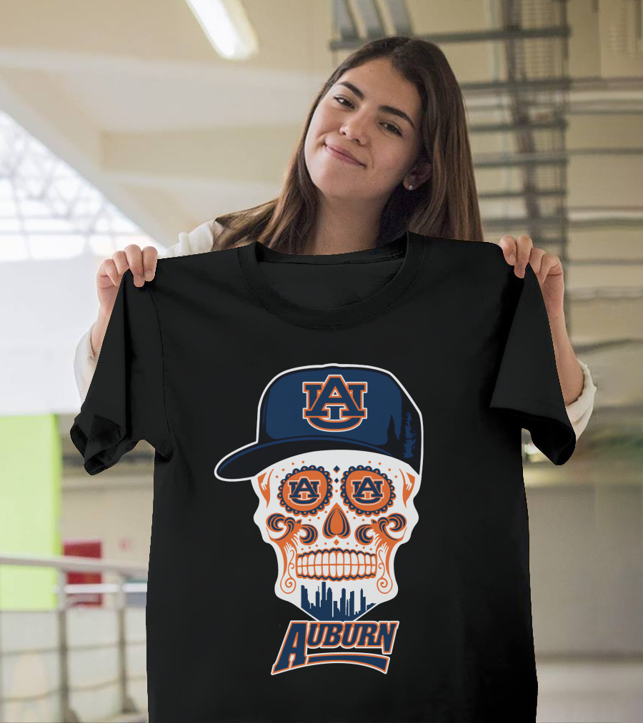 Auburn Tigers Skull With Cap T-Shirt
