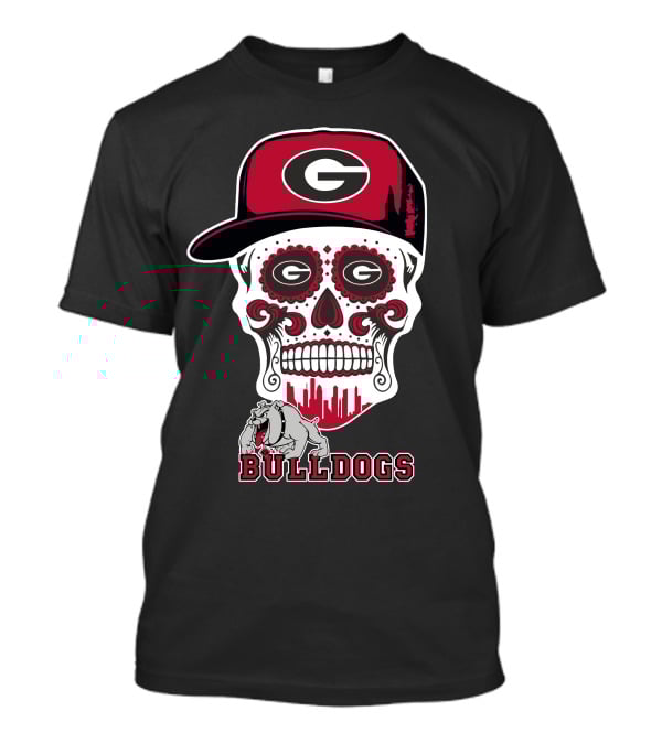 Georgia Bulldogs Skull Cap Funny Bulldogs T-Shirt
