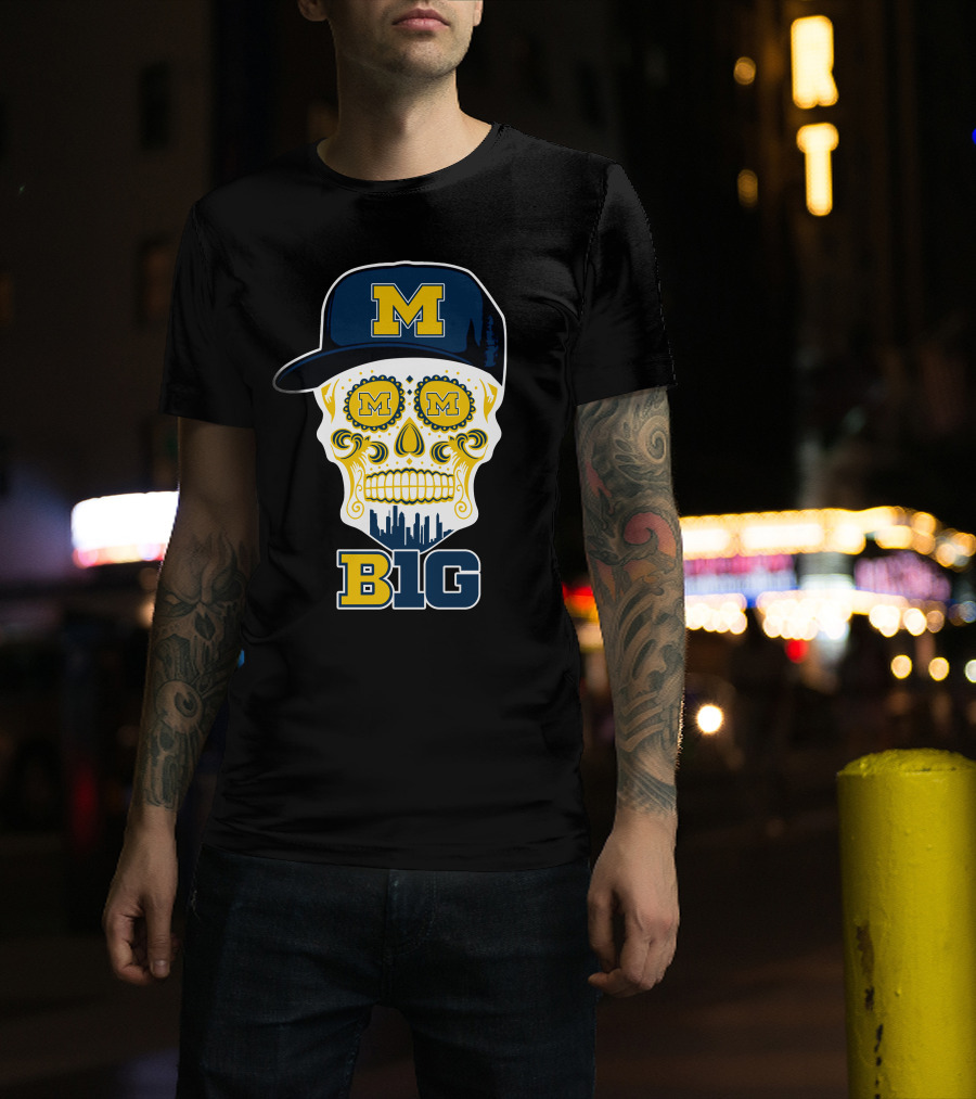 Michigan Wolverines Big Ten Skull Cap T-Shirt