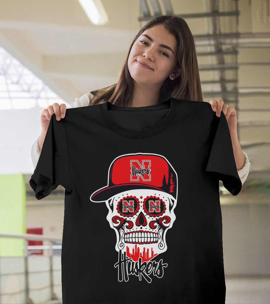 Nebraska Huskers Skull Hat Funny T-Shirt