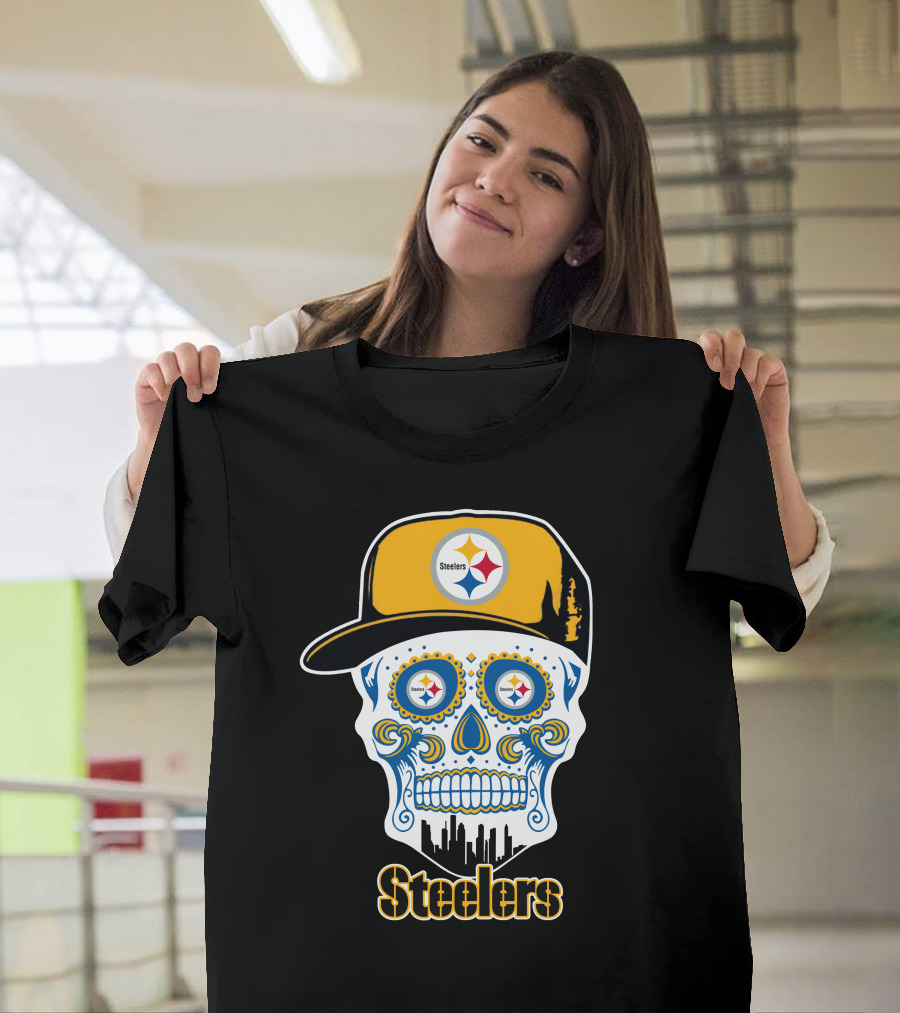 Pittsburgh Steelers Skull City Skyline Snapback T-Shirt