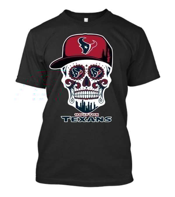 Houston Texans Skull Sugar Day Of The Dead Cap T-Shirt