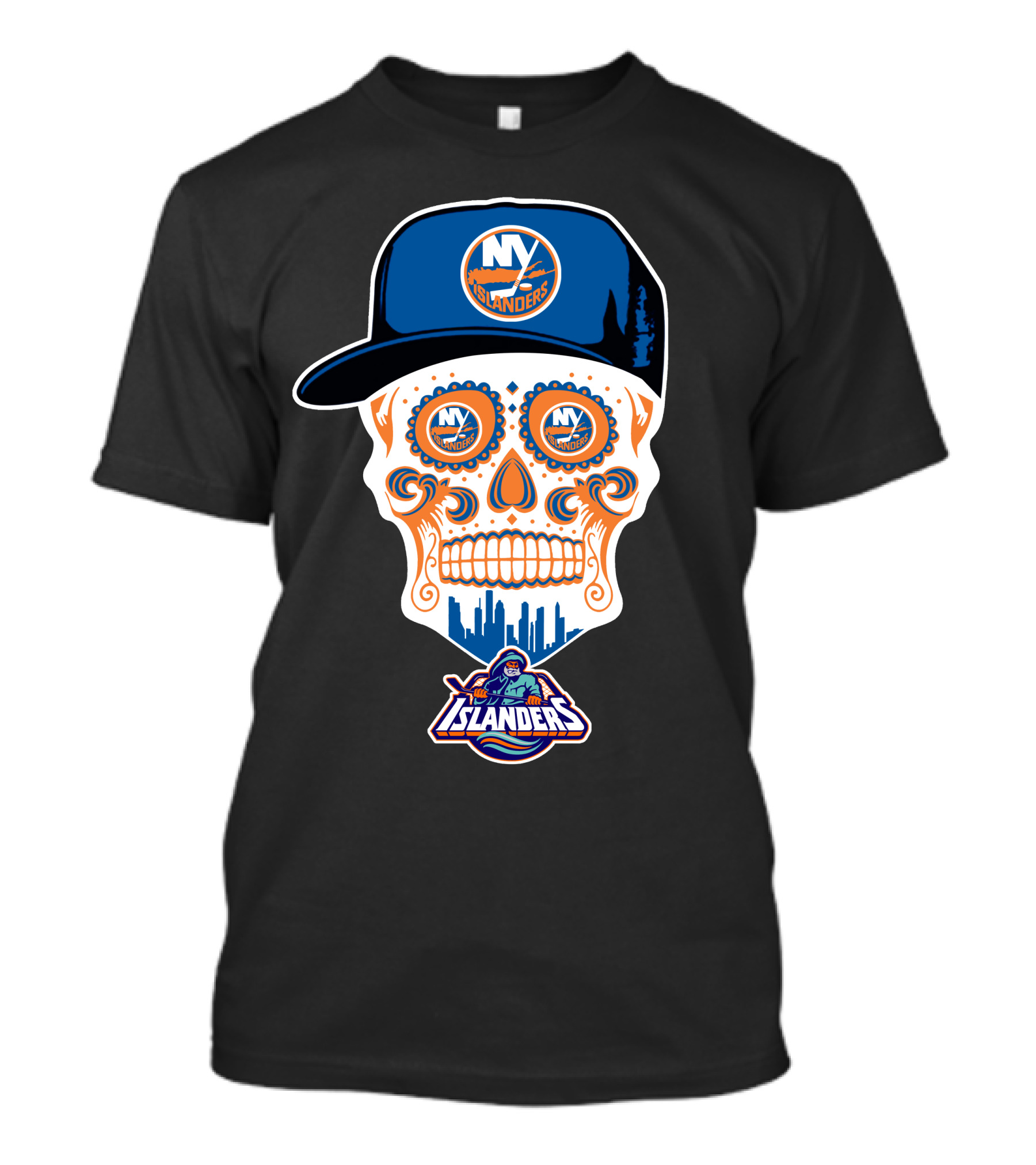 New York Islanders Skull With Cap T-Shirt