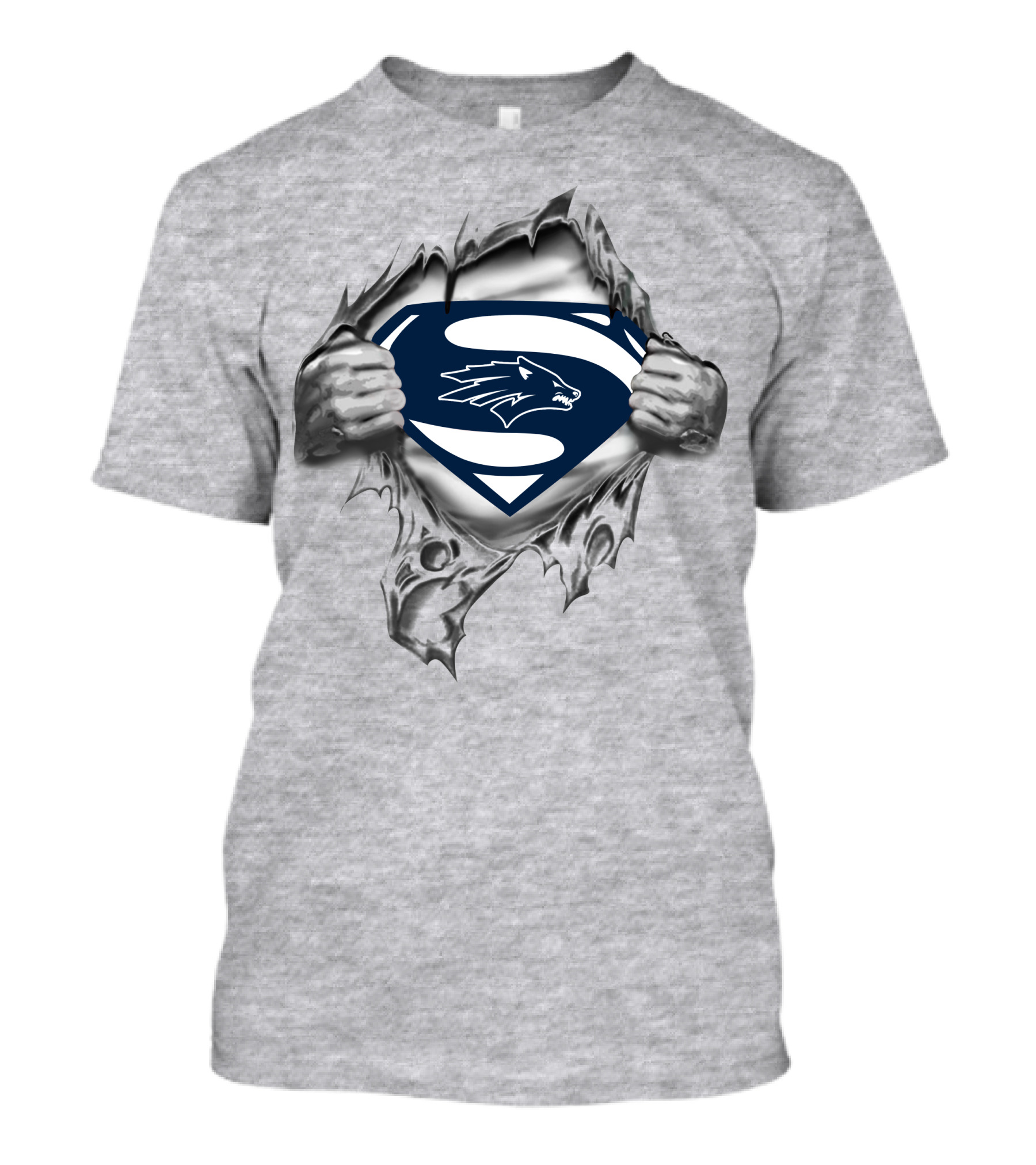 Nevada Wolf Pack Superman Emblem Rip T-Shirt