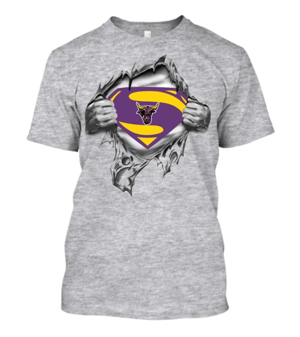 Mankato Mavericks Superman Logo Burst With Bull T-Shirt