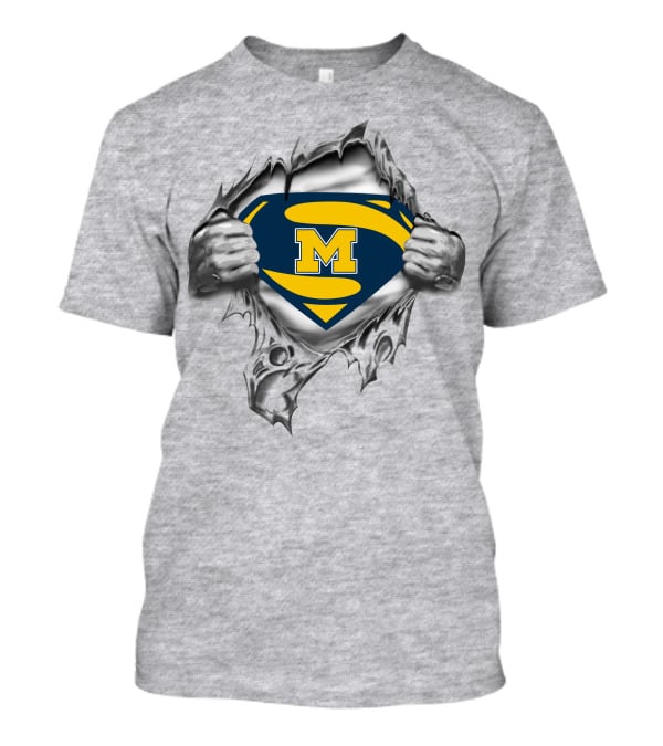 Michigan Wolverines Superman Logo Rip 250 T-Shirt