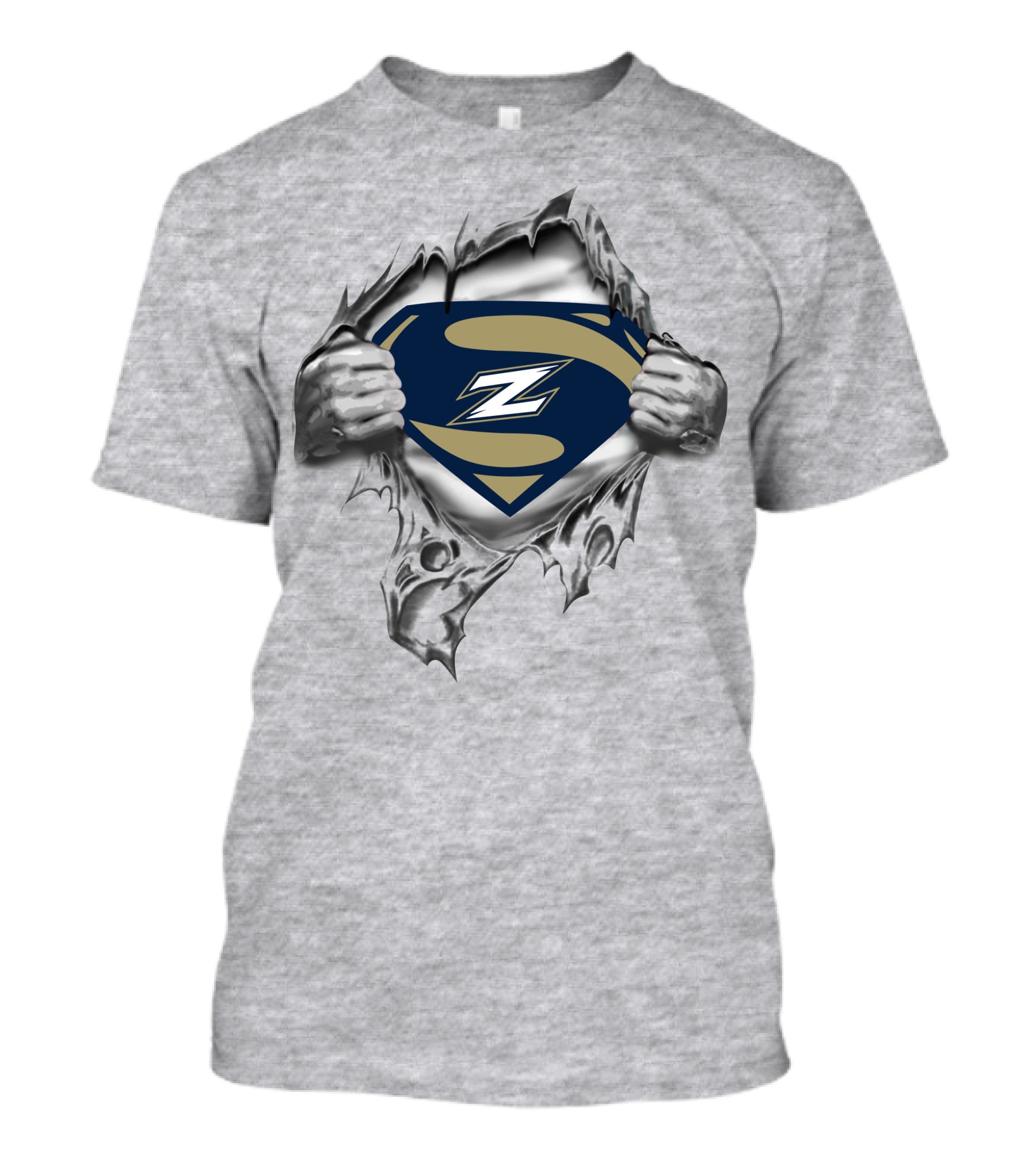Akron Zips Superman Shield Torn Metal T-Shirt