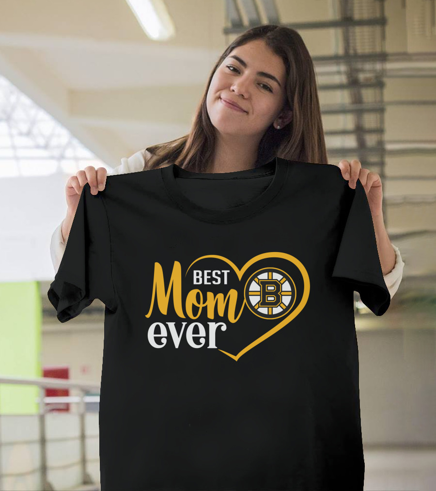 Boston Bruins Best Mom Ever Heart T-Shirt