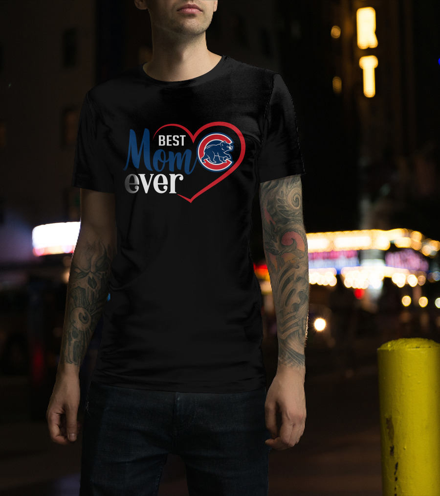 Chicago Cubs Best Mom Ever Heart T-Shirt