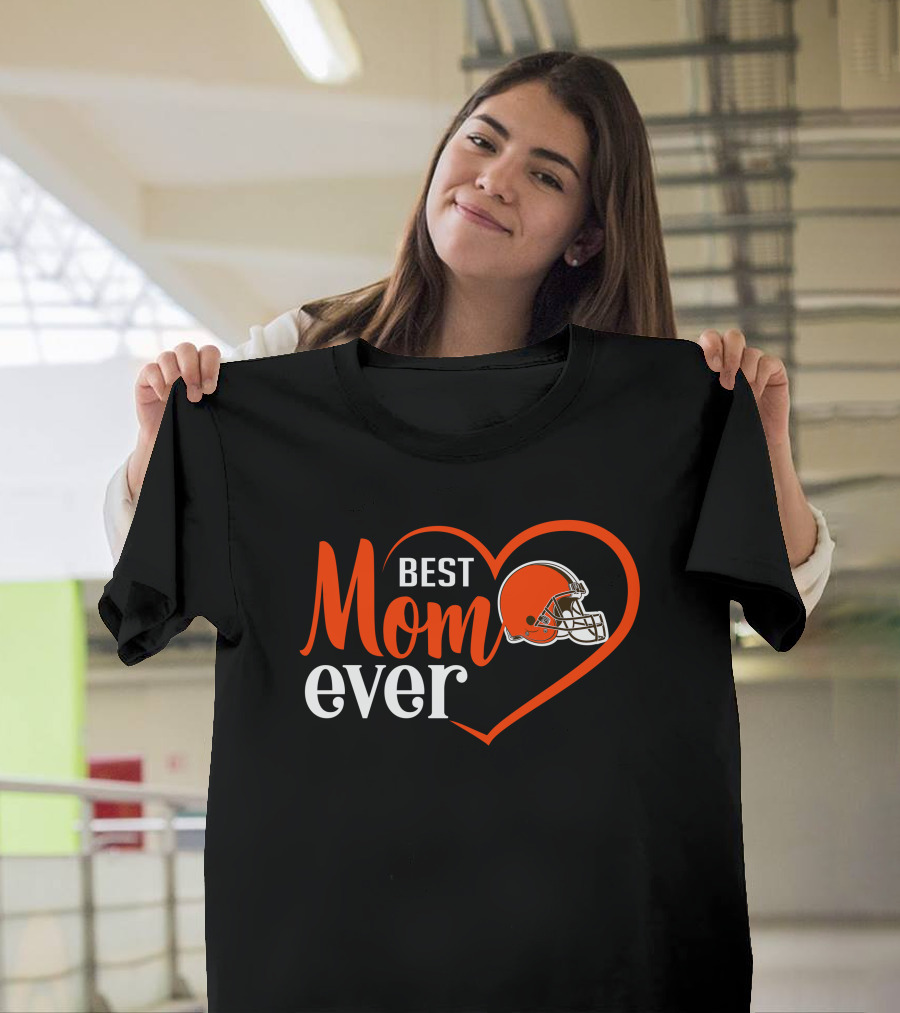 Cleveland Browns Best Mom Ever Heart Helmet T-Shirt