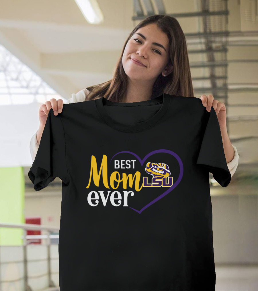 Best Mom Ever Lsu Tigers Logo Heart T-Shirt