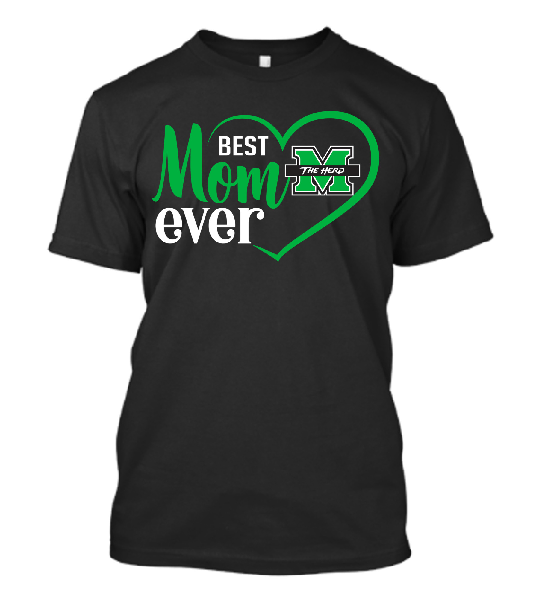 Marshall Thundering Herd Best Mom Ever Heart T-Shirt