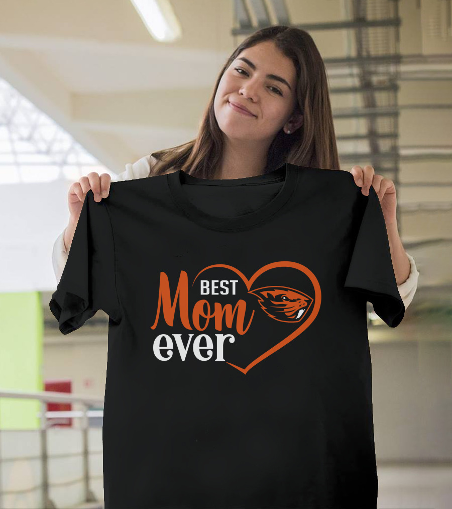 Oregon State Beavers Best Mom Ever Heart T-Shirt