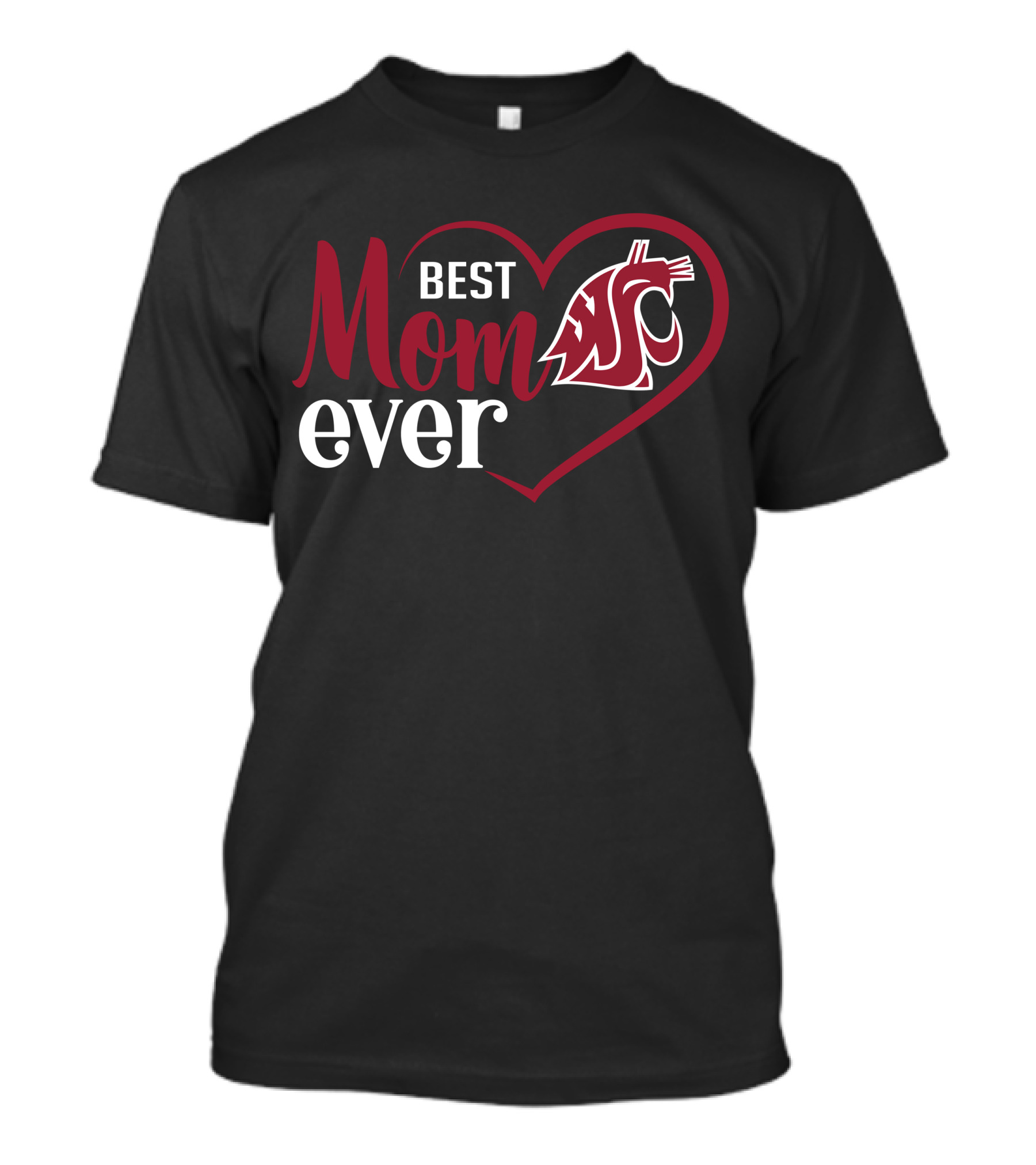 Best Mom Ever Washington State Cougars Logo Heart T-Shirt