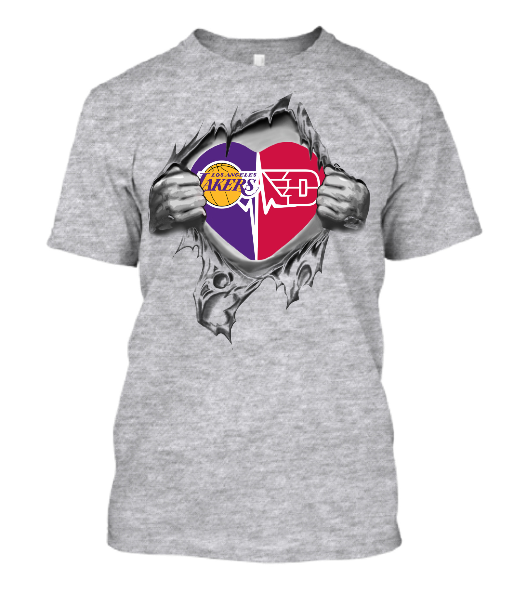 Los Angeles Lakers Dayton Flyers Heartbeat Connection T-Shirt