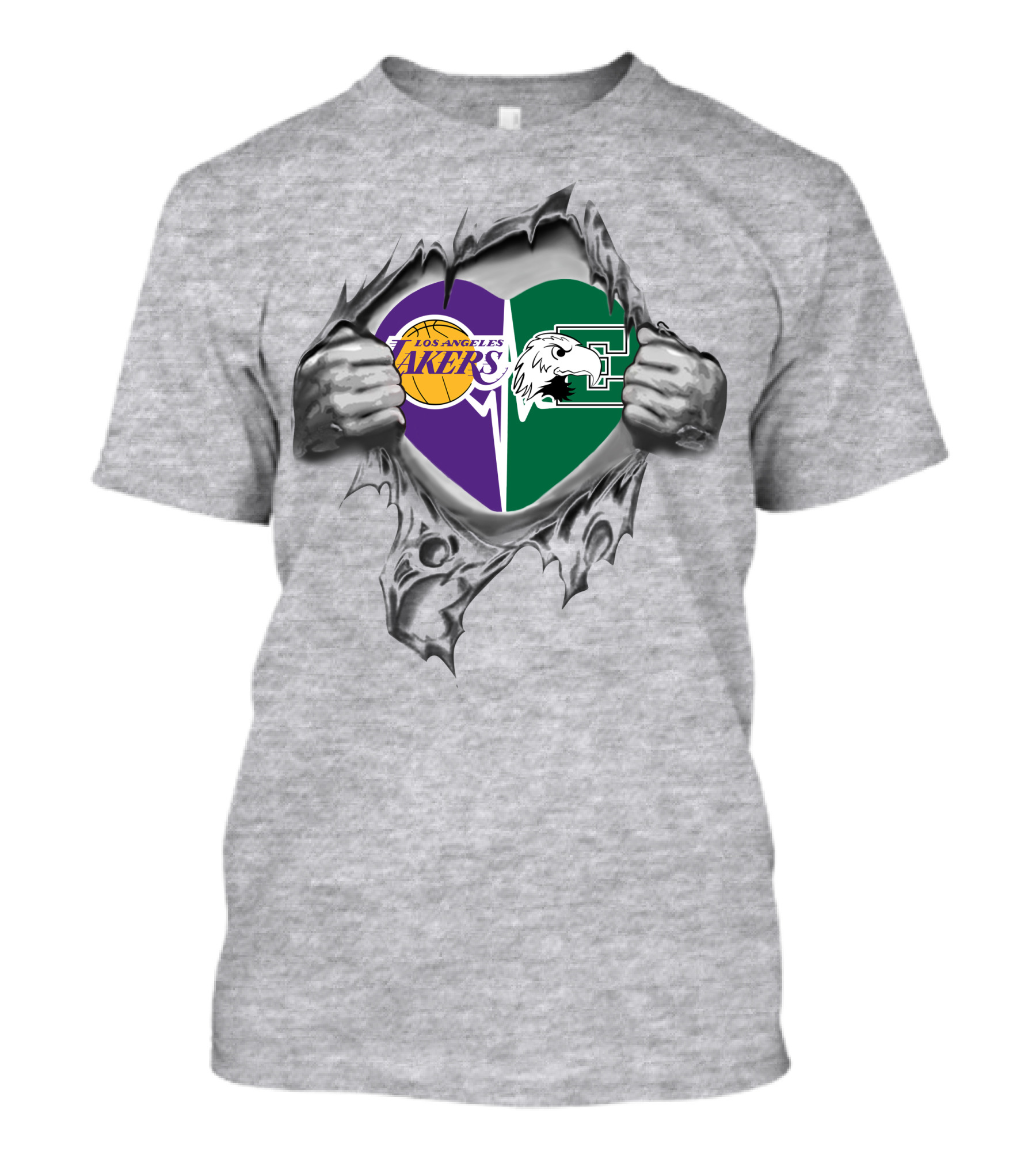 Los Angeles Lakers Eastern Michigan Eagles Heart Ripping T-Shirt