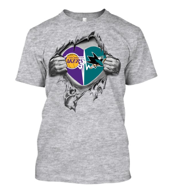 Los Angeles Lakers San Jose Sharks Heart Logo Fan Passion T-Shirt