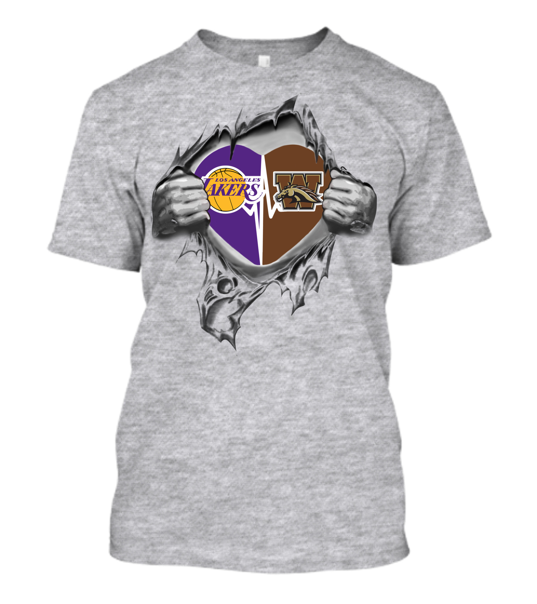Los Angeles Lakers Western Michigan Broncos Heartfelt Passion T-Shirt