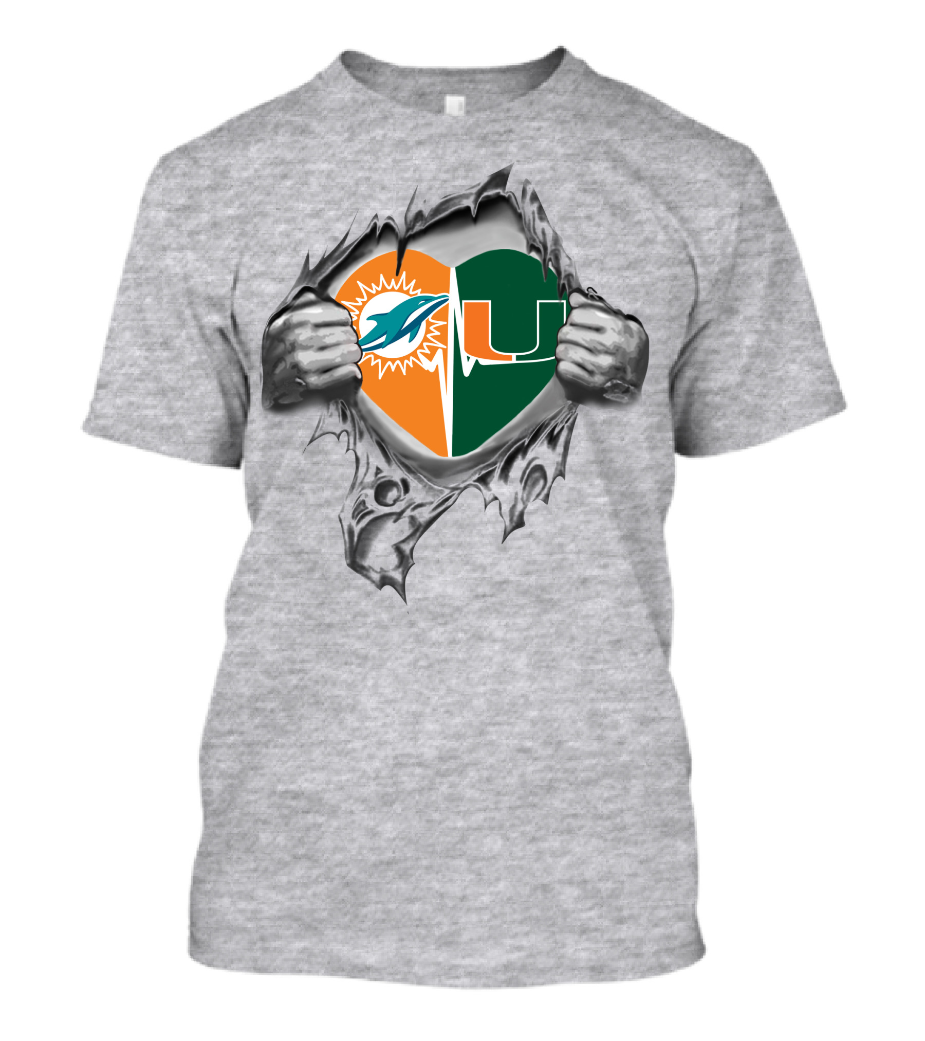 Dolphins Hurricanes Heart Miami Football Loyalty T-Shirt