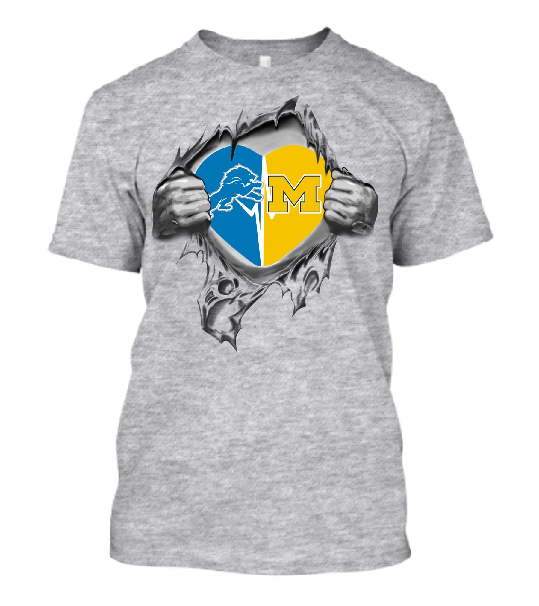 Lions Michigan Wolverines Heart Hands T-Shirt