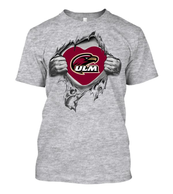 Ul Monroe Warhawks Heart Logo With Hands Holding Tear T-Shirt