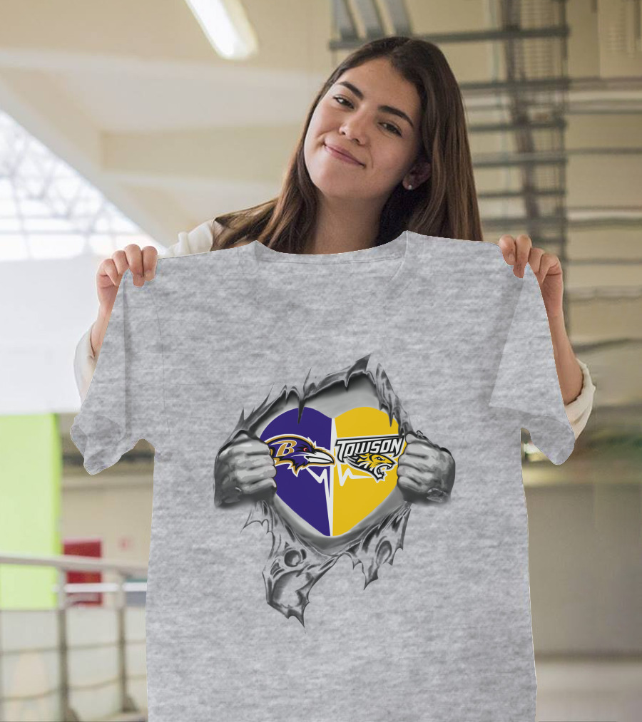 Ravens Towson Tigers Heart Design 187 T-Shirt
