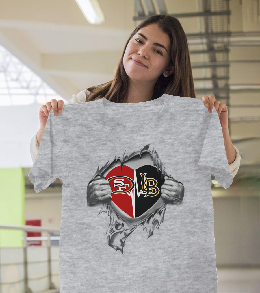 308-Front Long Beach 49ers It's In My Heart-49ers Sf Lb T-Shirt