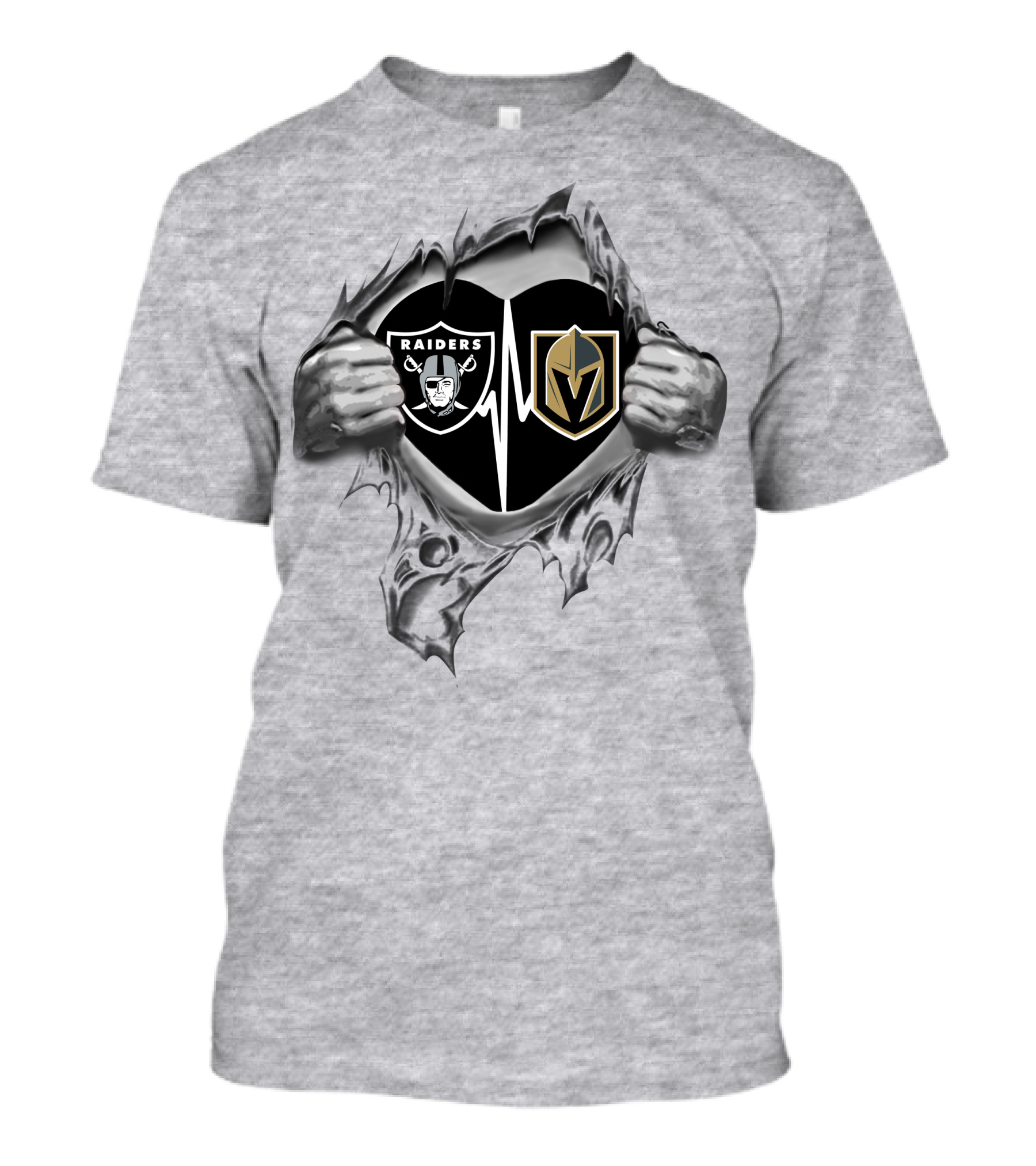 Raiders Vegas Golden Knights Heartbeat T-Shirt