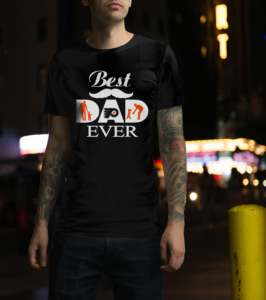 Best Dad Ever Philadelphia Flyers Fans Family Silhouette T-Shirt