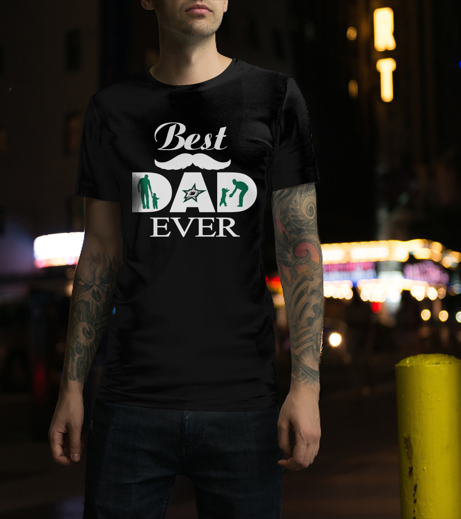 Dallas Stars Best Dad Ever Moustache Star Logo Father And Child T-Shirt