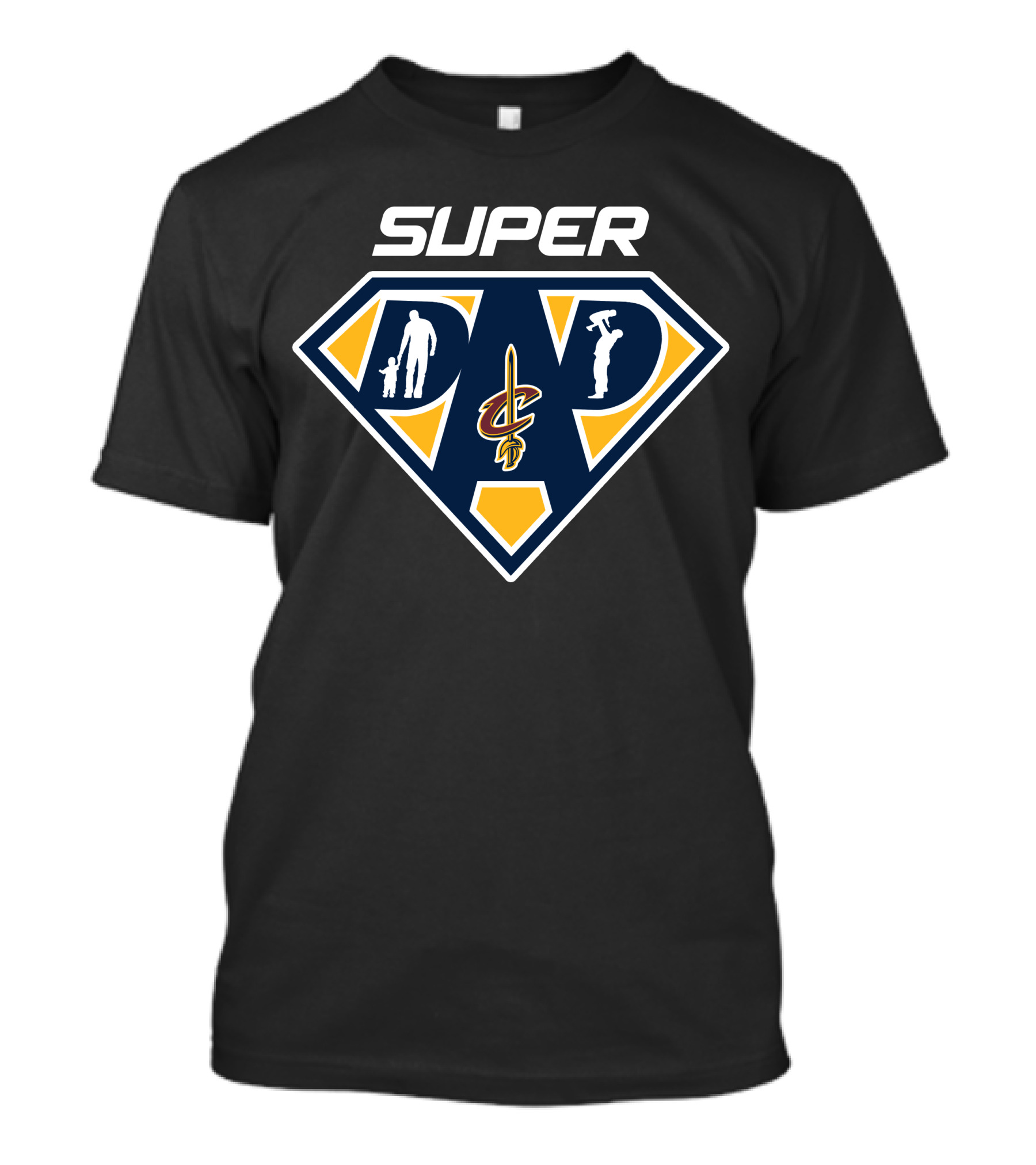 Cleveland Cavaliers Super Dad Emblem With Silhouettes T-Shirt