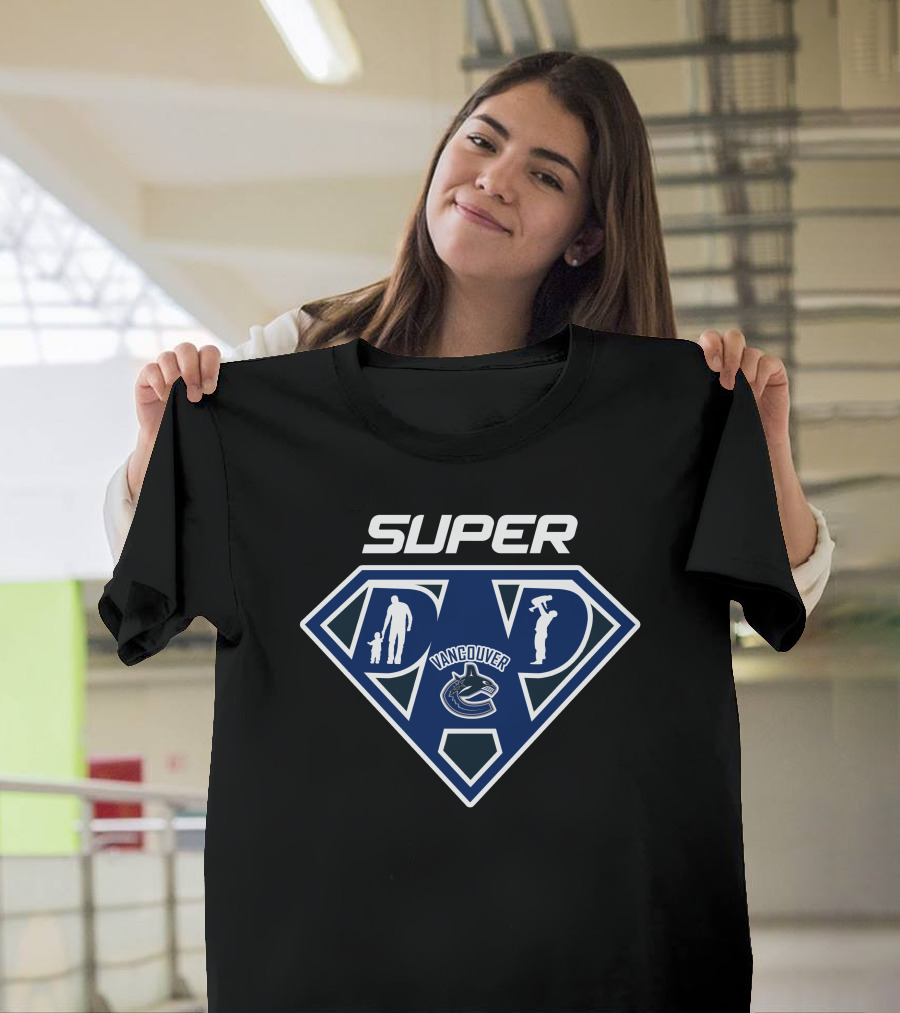 Vancouver Canucks Super Dad Hero Symbol With Logo And Figures T-Shirt