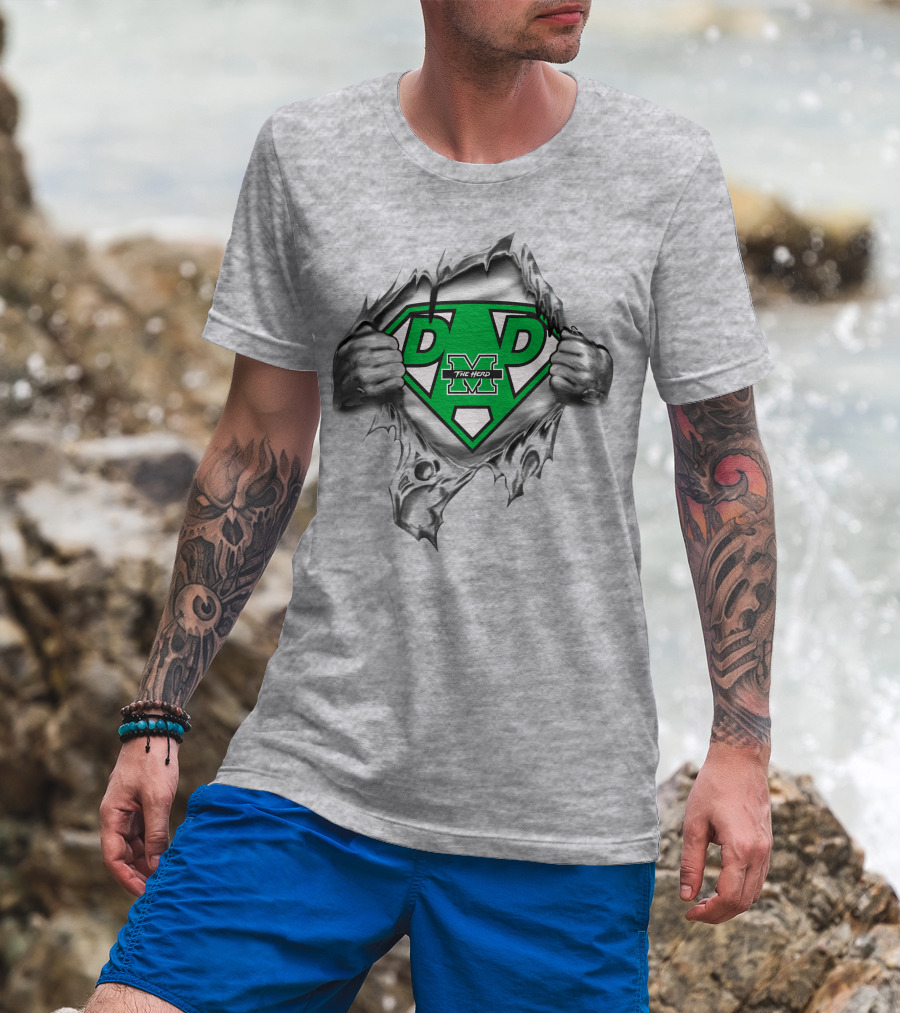 Marshall Thundering Herd Super Dad Logo The Herd Superman Style T-Shirt