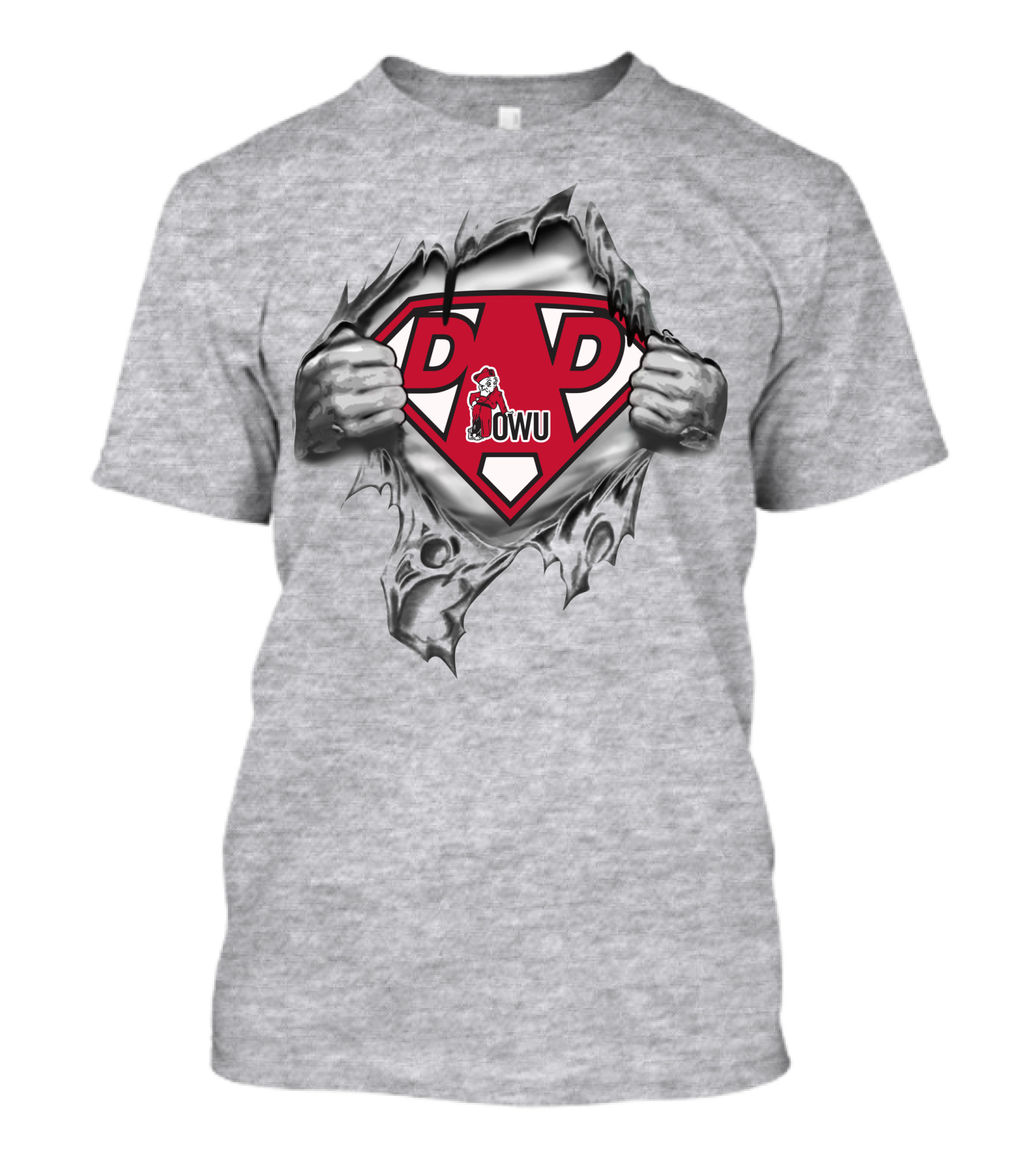 Ohio Wesleyan University Owu Super Dad Battling Bishops 136 Logo Rip T-Shirt