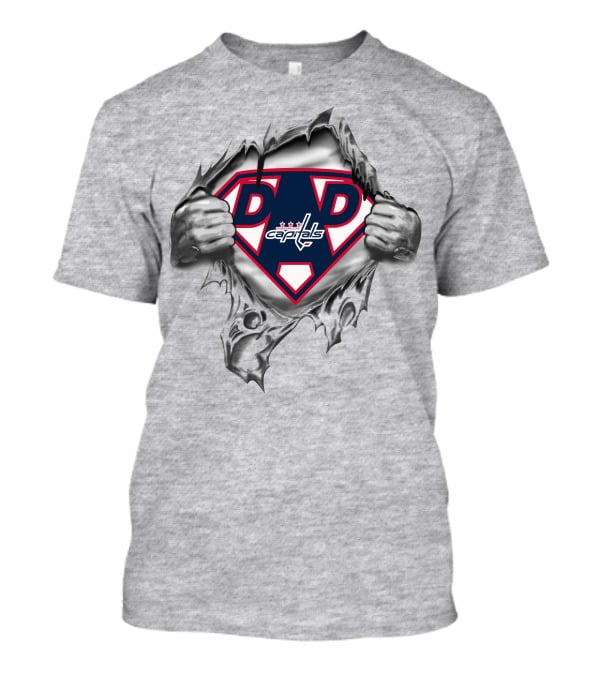 Washington Capitals Super Dad Logo With Dad Symbol In Ripped T-Shirt
