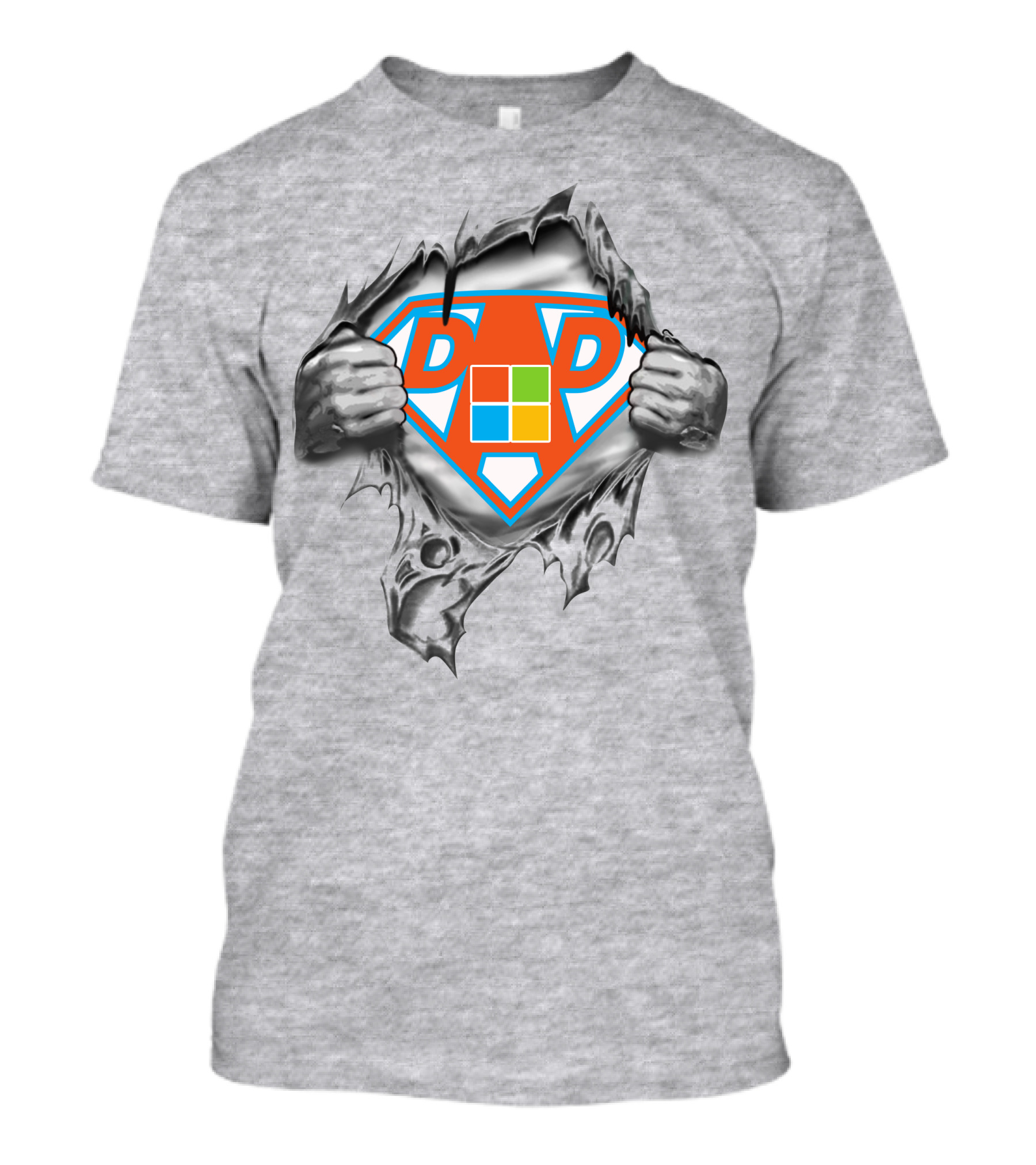 Microsoft Super Dad Logo Parody With Torn Shirt Effect T-Shirt