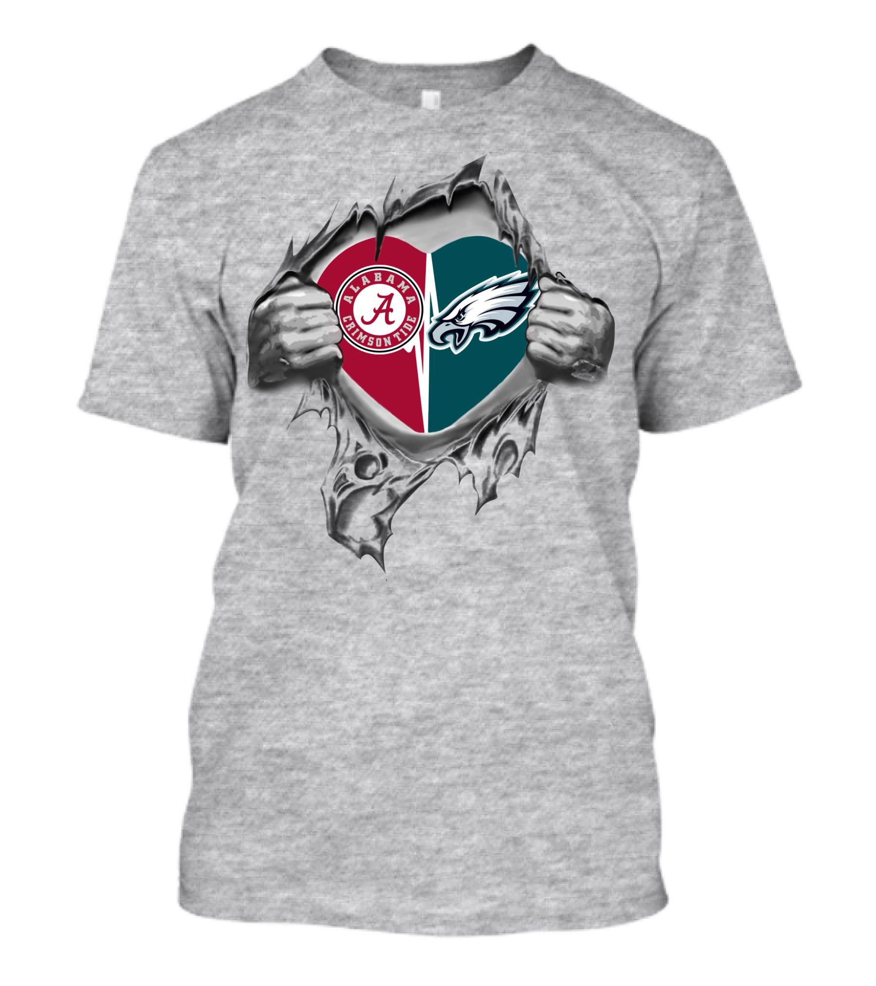 Alabama Crimson Tide Philadelphia Eagles Heart Burst T-Shirt