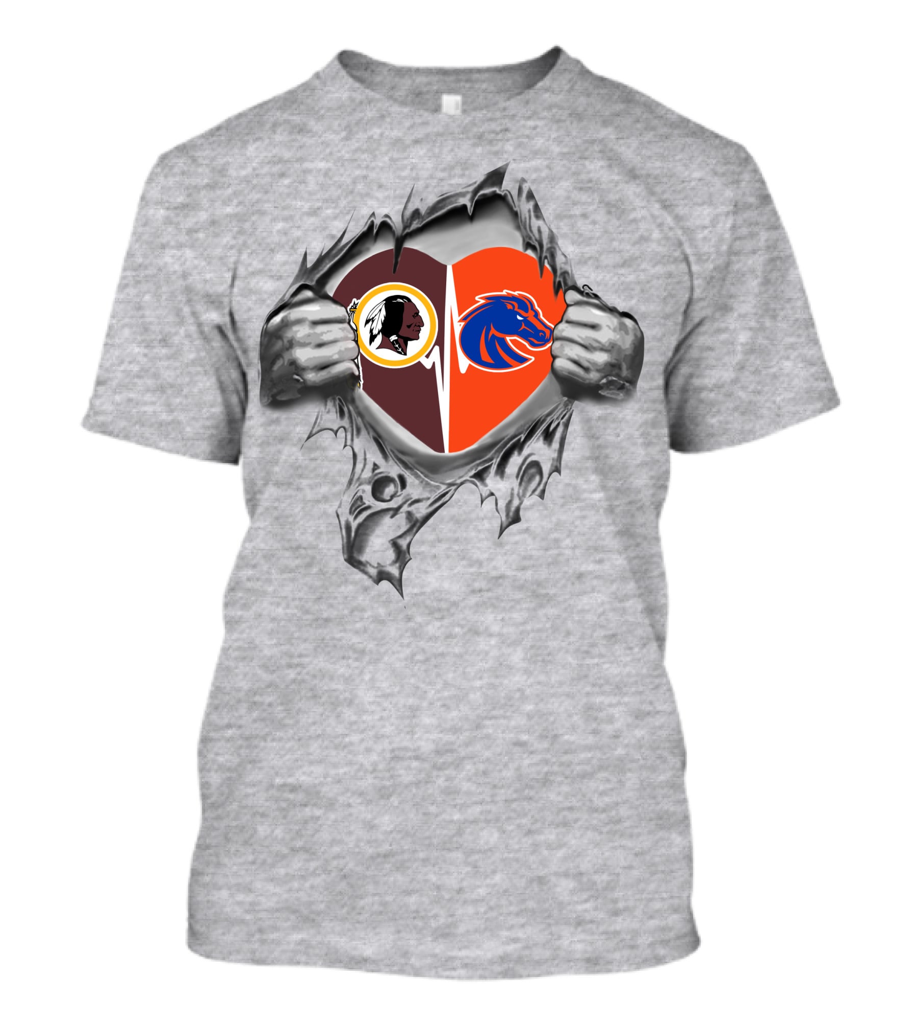 Redskins Boise State Broncos Heart Division T-Shirt