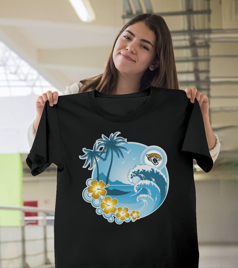 Jacksonville Jaguars Tropical Beach Holiday Wave Scene T-Shirt